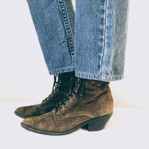 Marc Fisher Bowie Suede Heeled Lace-up Boot 6.5